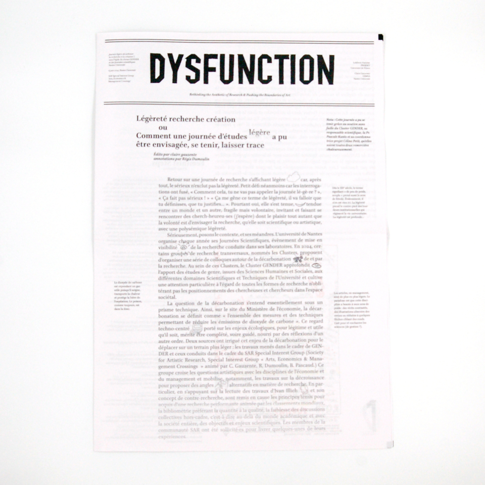 DYSFUNCTION #10<br/>Légèreté recherche création