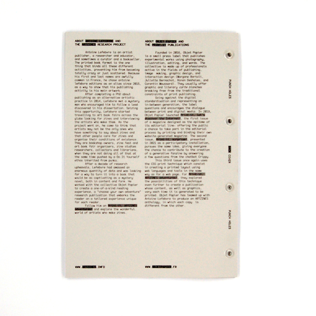 Print-it : L'aventure ARTZINES</br>Print-it: ARTZINES Adventures (White) - Image 6